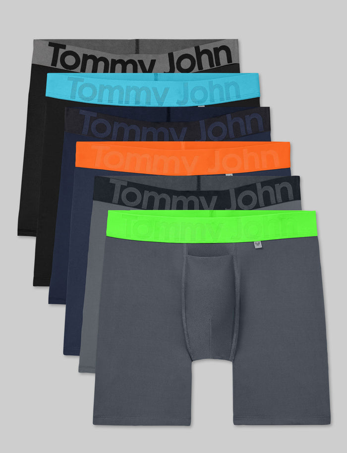 360 Sport Mid-Length Boxer Brief 6" (6-Pack)::Black/Bluefish/Dress Blues/Orange/Turbulence/Green