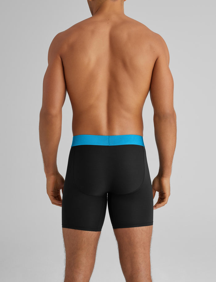 360 Sport Mid-Length Boxer Brief 6"::Black/Atomic Blue WB