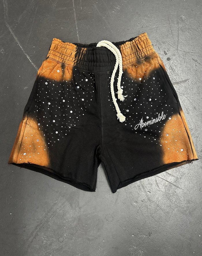 Abominable Rhinestone Shorts Brown/ Black
