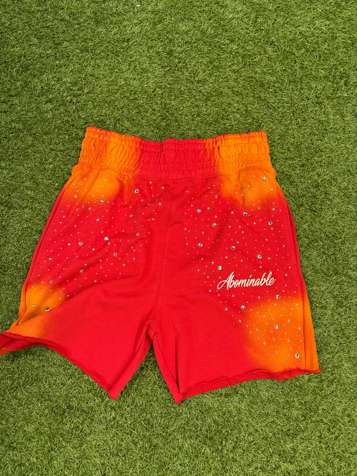Abominable Rhinestone Shorts "Orange"