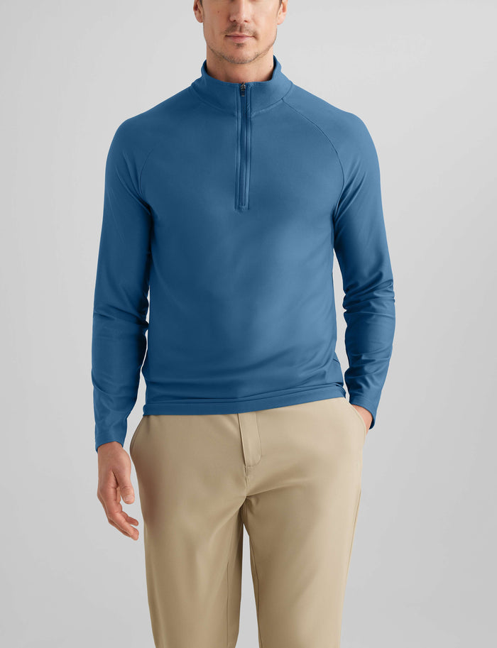 Active Mesh Quarter Zip::Dark Blue
