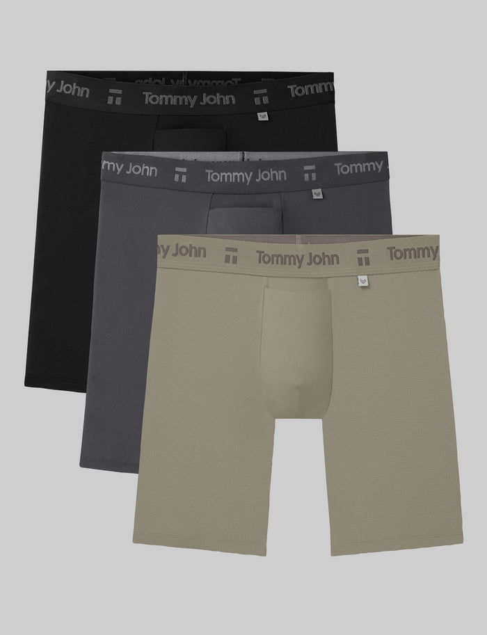 Air Boxer Brief 8" (3-Pack)::Black/Gray Pinstripe/Laurel Oak