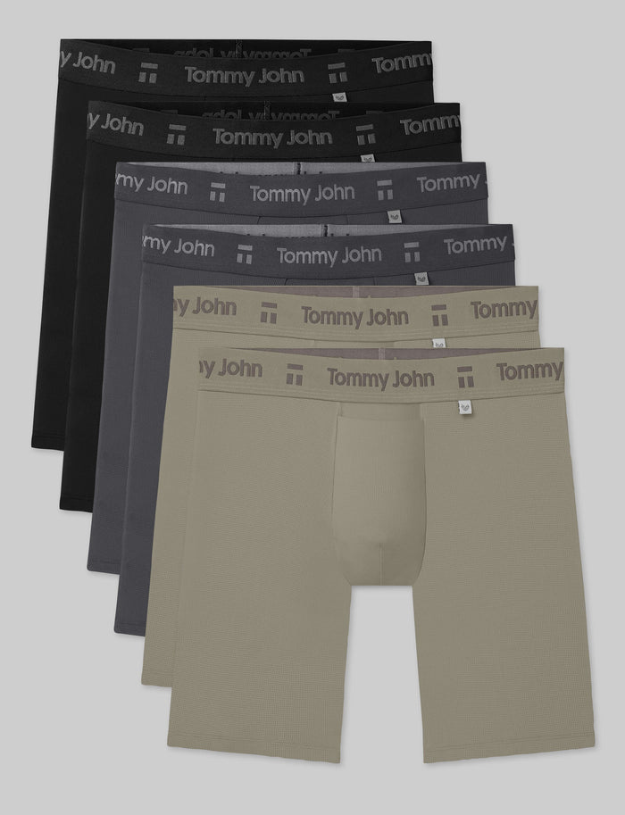 Air Boxer Brief 8" (6-Pack)::Black/Gray Pinstripe/Laurel Oak