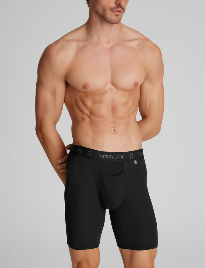 Air Boxer Brief 8" (6-Pack)::Black/Gray Pinstripe/Laurel Oak