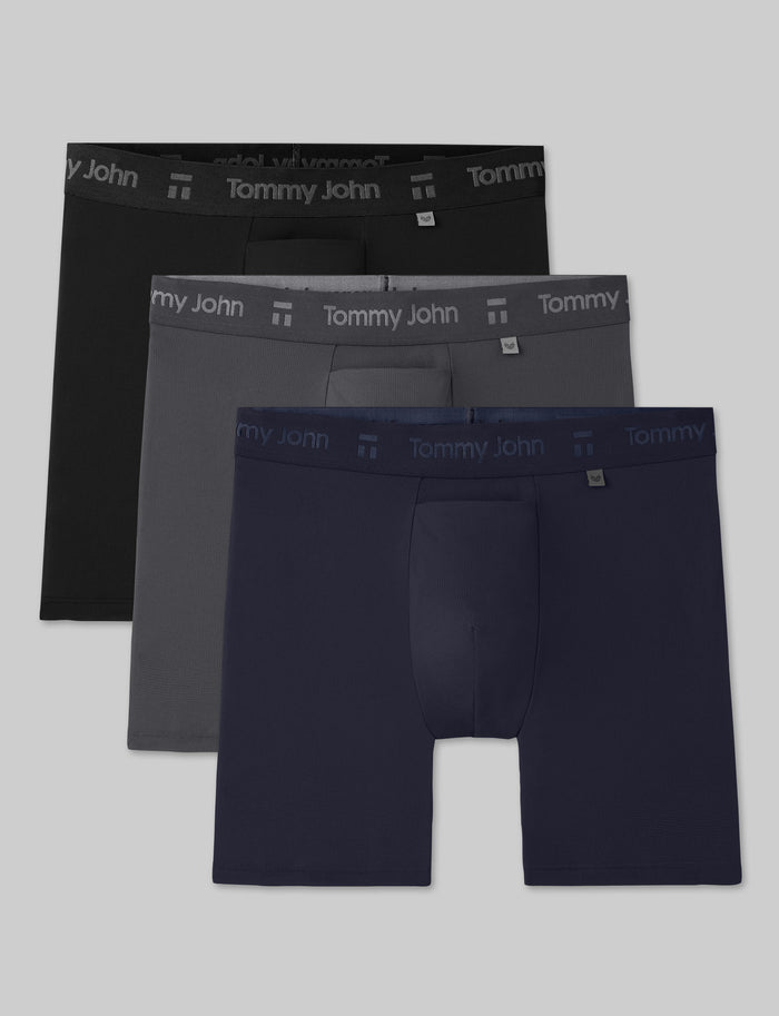 Air Mid-Length Boxer Brief 6" (3-Pack)::Black/Blue/Gray