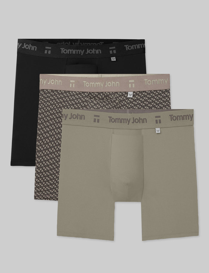 Air Mid-Length Boxer Brief 6" (3-Pack)::Black/Falcon Stockinette/Laurel Oak