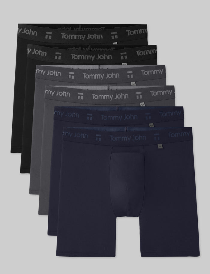 Air Mid-Length Boxer Brief 6" (6-Pack)::Black/Blue/Gray