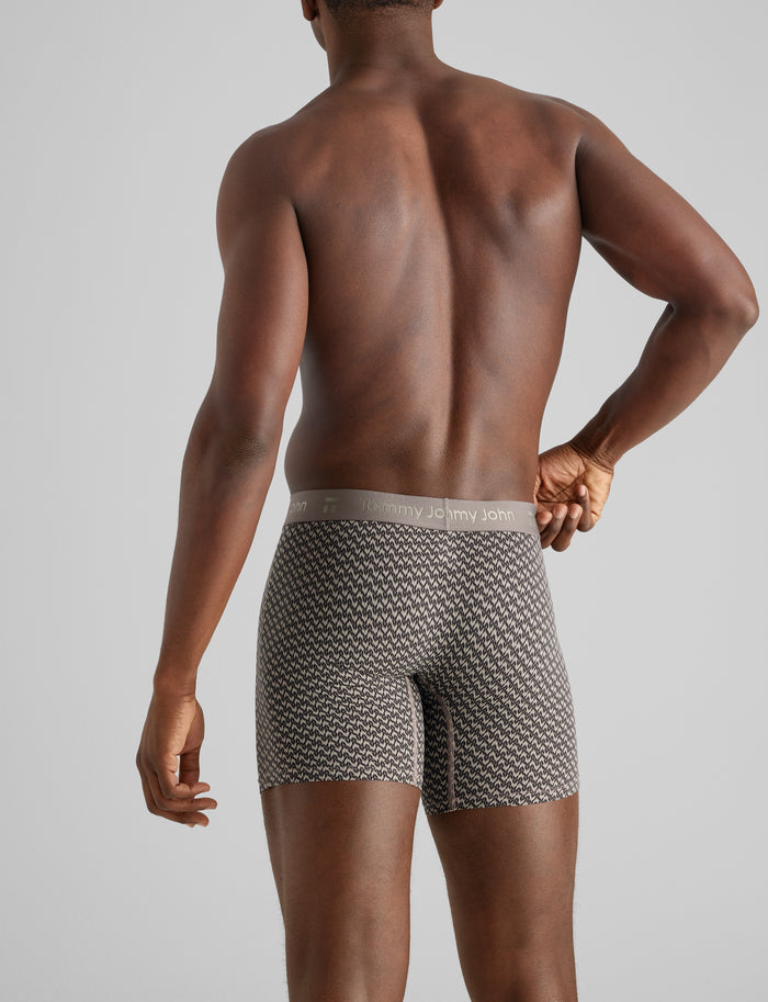 Air Mid-Length Boxer Brief 6" (6-Pack)::Black/Falcon Stockinette/Laurel Oak