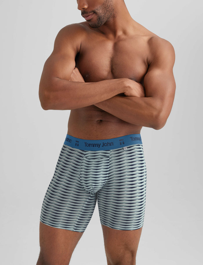Air Mid-Length Boxer Brief 6"::Dark Blue Triangle Scales