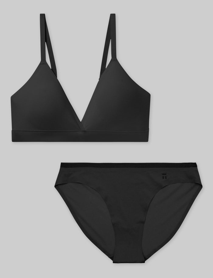 OLD::Women's Air Triangle Bralette & Bikini Set::Black