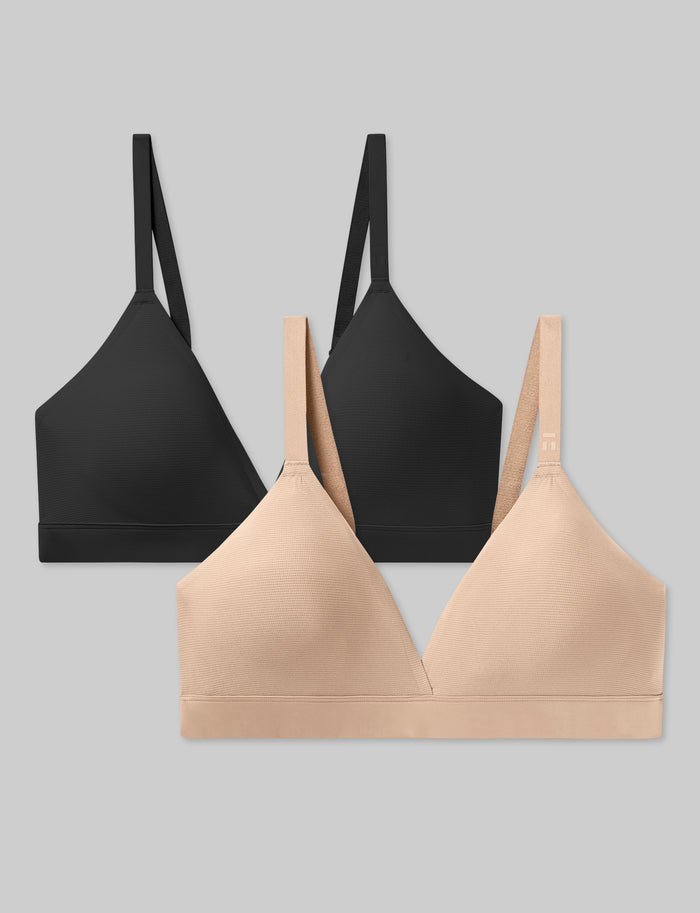 OLD::Women's Air Triangle Bralette Set (2-Pack)::Black/Rugby Tan