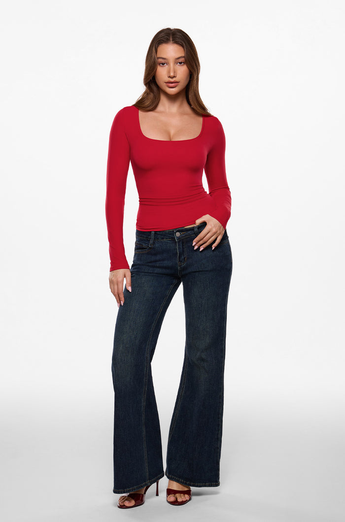 Airsoft Long Sleeve Square Neck Tops