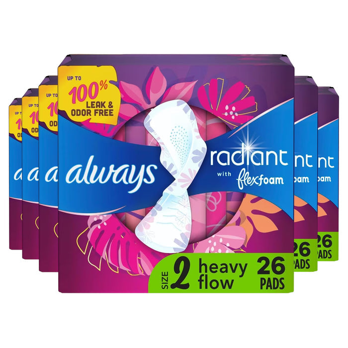 Always Radiant FlexFoam Heavy Flow Pads 26CT - 6 Pack
