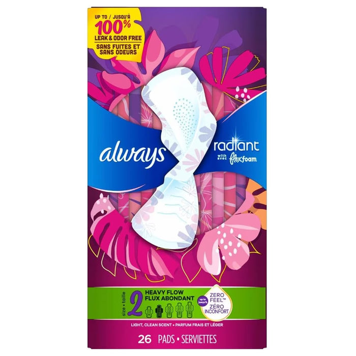 Always Radiant FlexFoam Heavy Flow Pads 26CT - 6 Pack