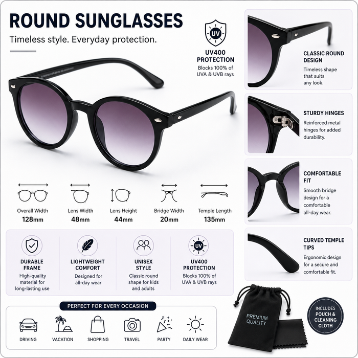 ANS BILLION Kids Round Sunglasses.