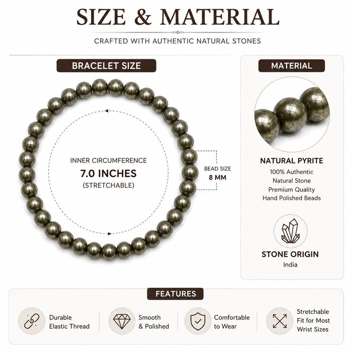 ANS BILLION Natural Pyrite Bracelet for Men &amp; Women