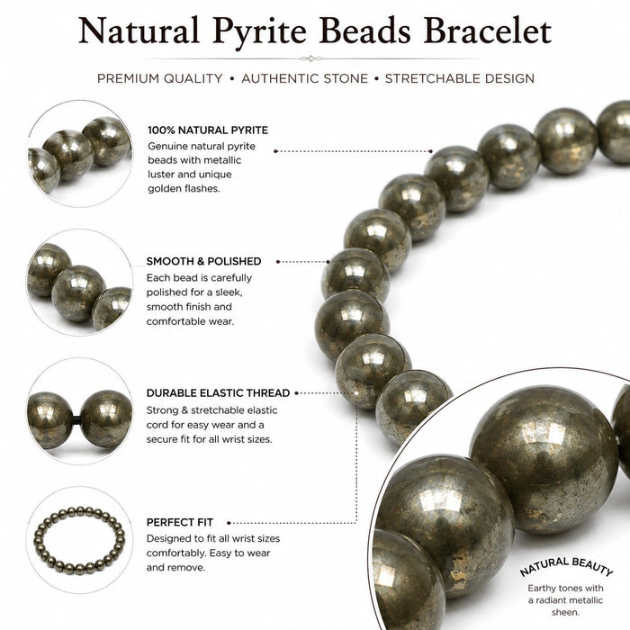 ANS BILLION Natural Pyrite Bracelet for Men &amp; Women