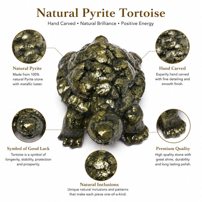 ANS BILLION Natural Pyrite Tortoise for Home &amp; Office Decor