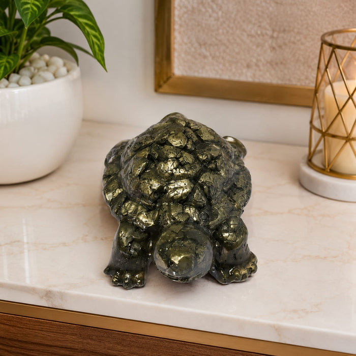 ANS BILLION Natural Pyrite Tortoise for Home &amp; Office Decor