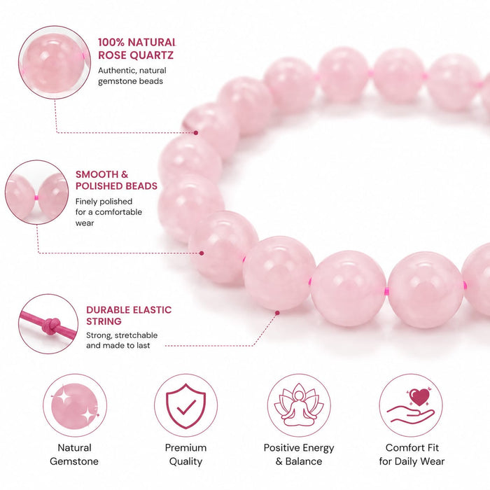 ANS Billion Natural Rose Quartz Bracelet for Women &amp; Men
