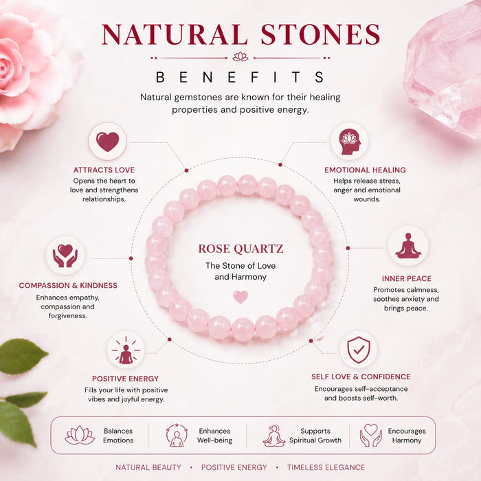 ANS Billion Natural Rose Quartz Bracelet for Women &amp; Men