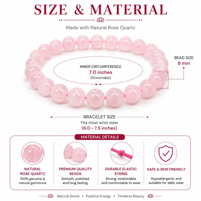 ANS Billion Natural Rose Quartz Bracelet for Women &amp; Men