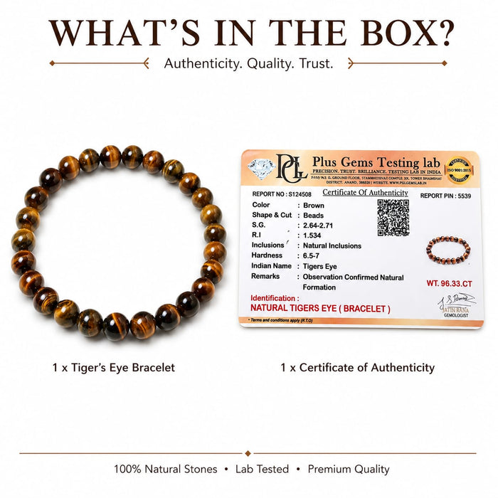 ANS BILLION Natural Tiger Eye Bracelet for Men &amp; Women