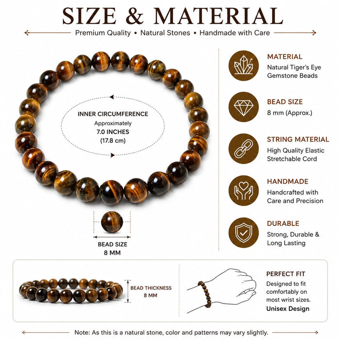 ANS BILLION Natural Tiger Eye Bracelet for Men &amp; Women