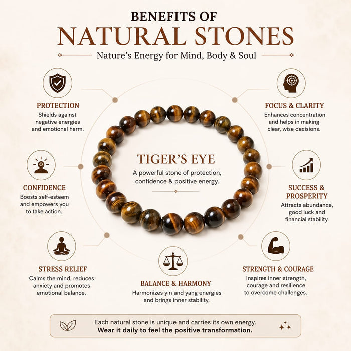 ANS BILLION Natural Tiger Eye Bracelet for Men &amp; Women