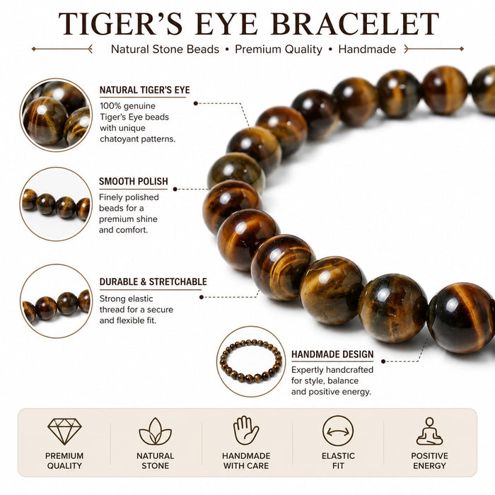 ANS BILLION Natural Tiger Eye Bracelet for Men &amp; Women