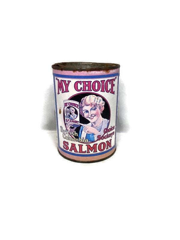 Antique Salmon Tin Can Coin Bank at Duckwells