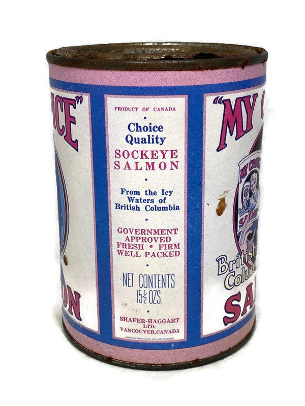Antique Salmon Tin Can Coin Bank at Duckwells