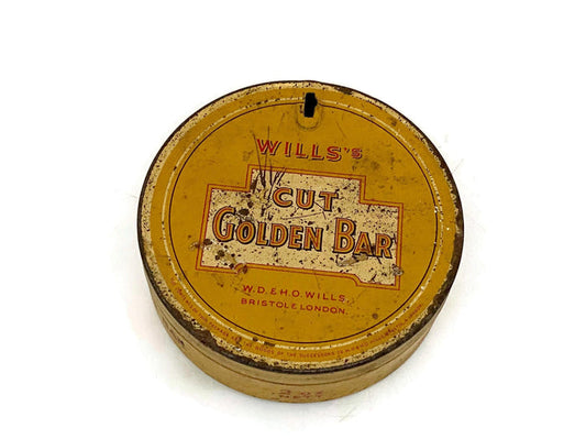 Antique Tobacco Tin Will's Cut Golden Bar at Duckwells