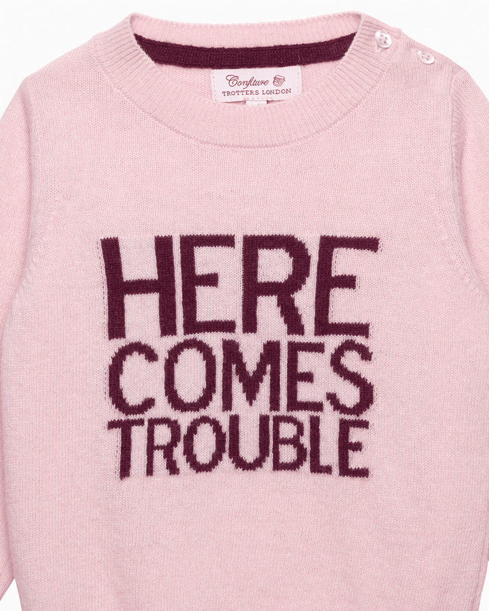 Confiture Jumper Baby Here Comes Trouble Jumper in Pink