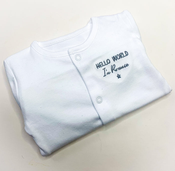 Babygrow with 'Hello World'