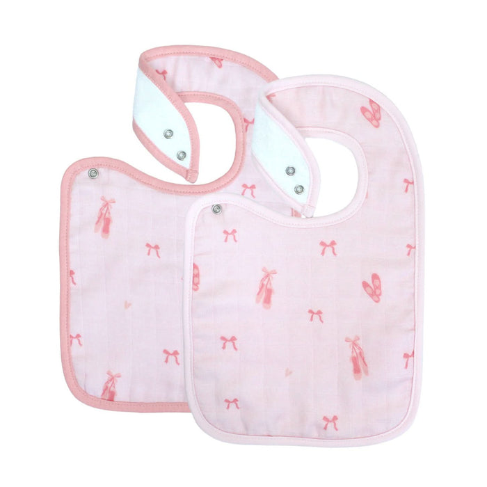 set of 2 snap bibs with ballerina print