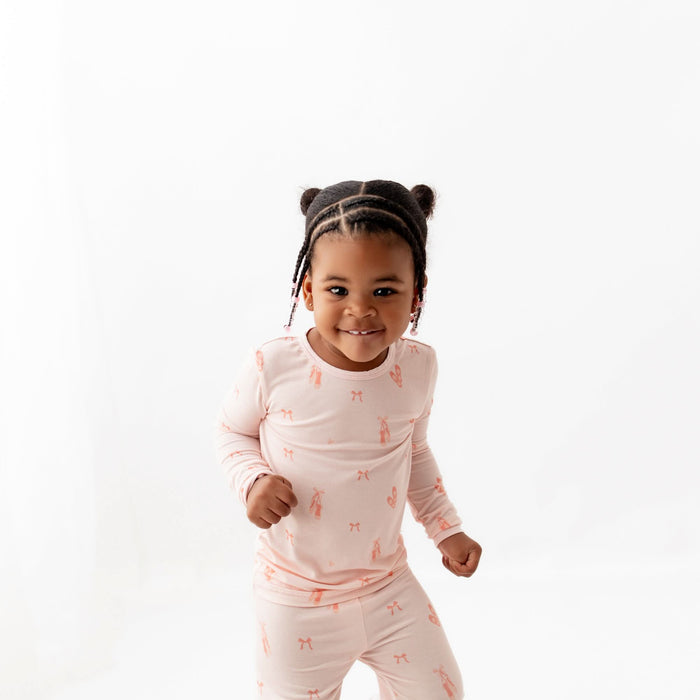 soft ballerina-print bamboo pajama set for toddlers