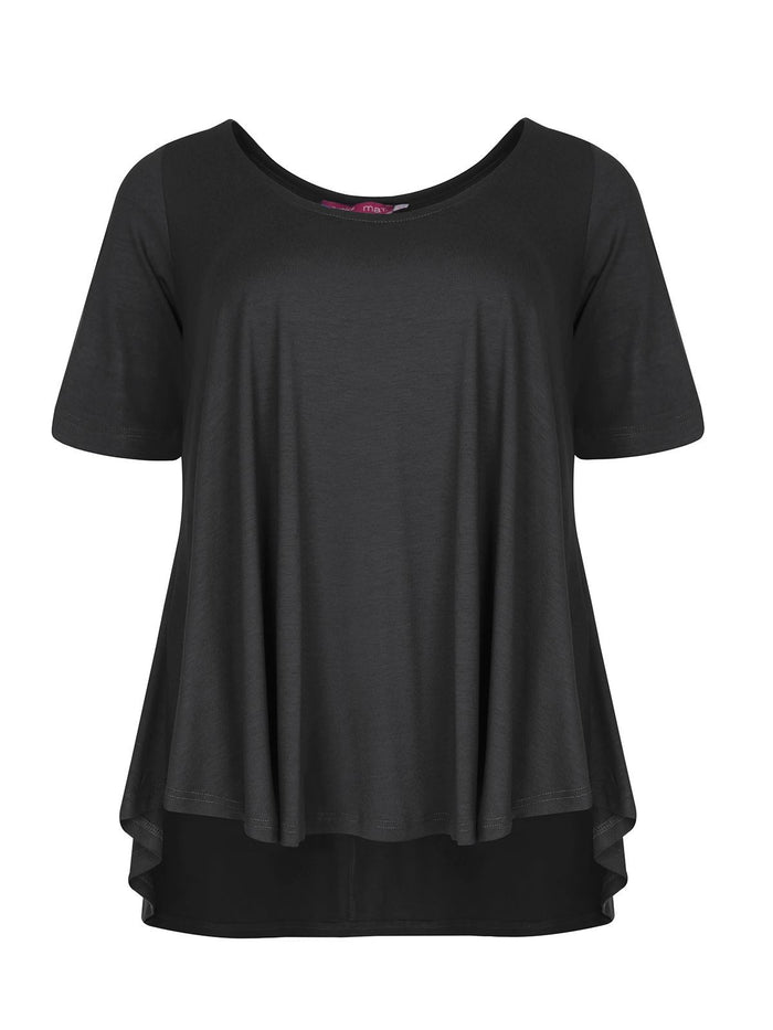 Basic curve hem black top - Mat