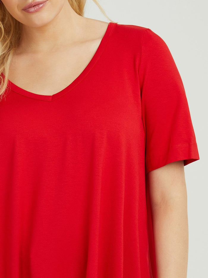 Basic curve hem red top - Mat