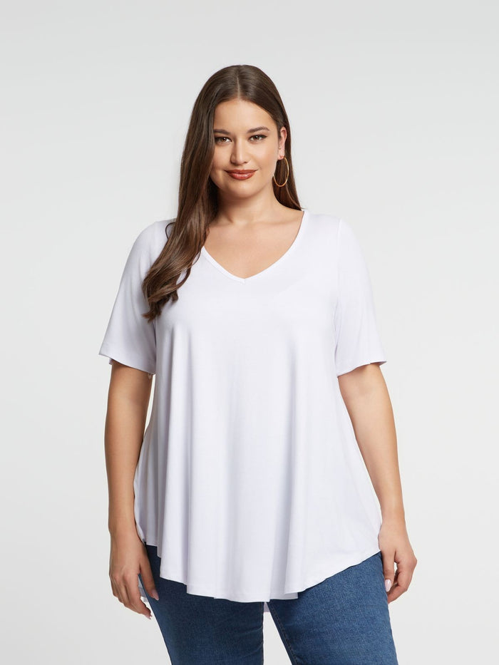 Basic curve hem white top - Mat