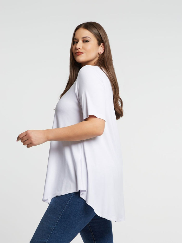 Basic curve hem white top - Mat