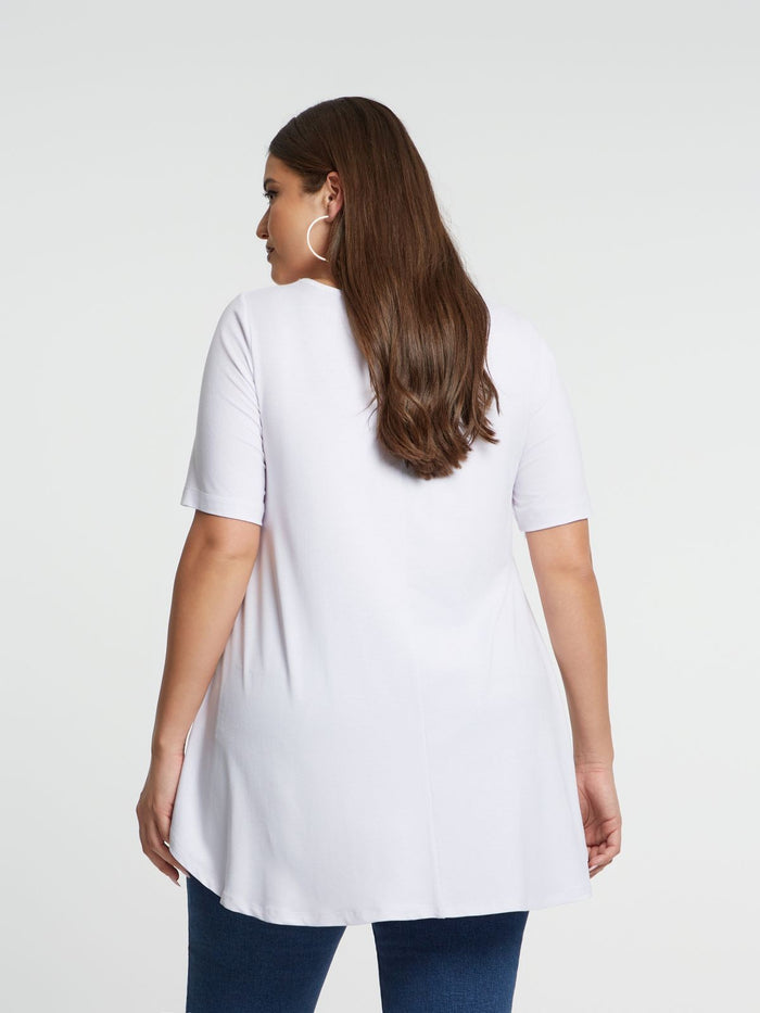 Basic curve hem white top - Mat