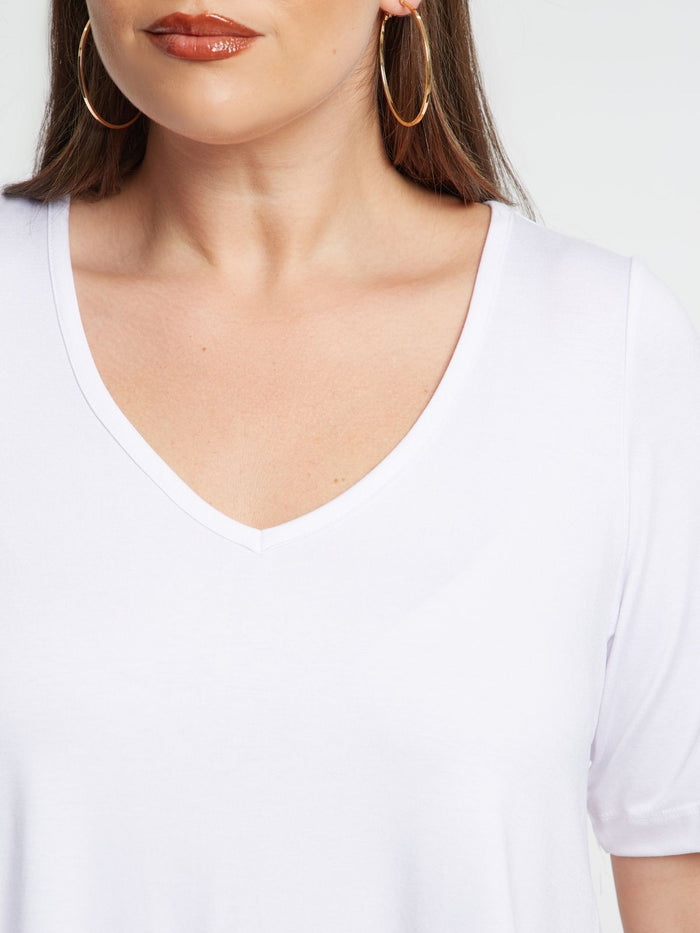 Basic curve hem white top - Mat