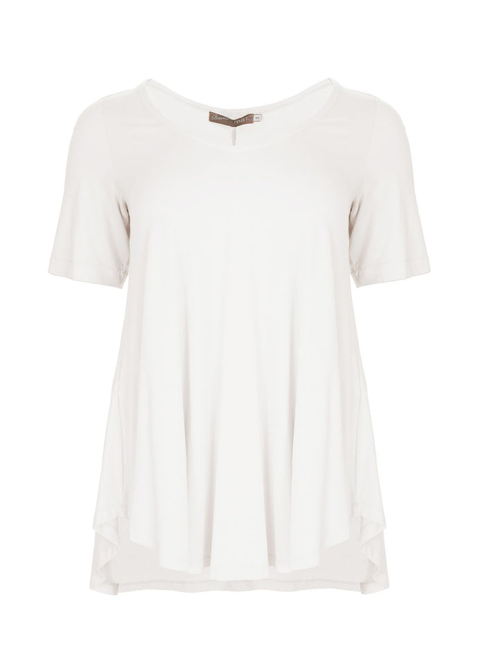 Basic curve hem white top - Mat
