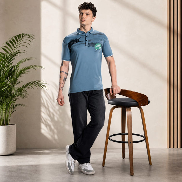 Men's Printed Polo T-Shirt | Fancy Collar Half Sleeve | Imported Tencil Lycra Fabric | 220-225 GSM | Regular Fit | Casual & Daily Wear - ANS Billion