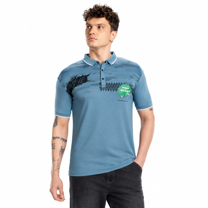 Men's Printed Polo T-Shirt | Fancy Collar Half Sleeve | Imported Tencil Lycra Fabric | 220-225 GSM | Regular Fit | Casual & Daily Wear - ANS Billion