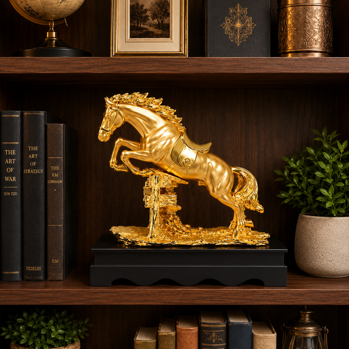 Beautifully crafted Golden Jumping Horse Showpiece