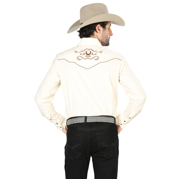 Beige Embroidered Western Long Sleeve