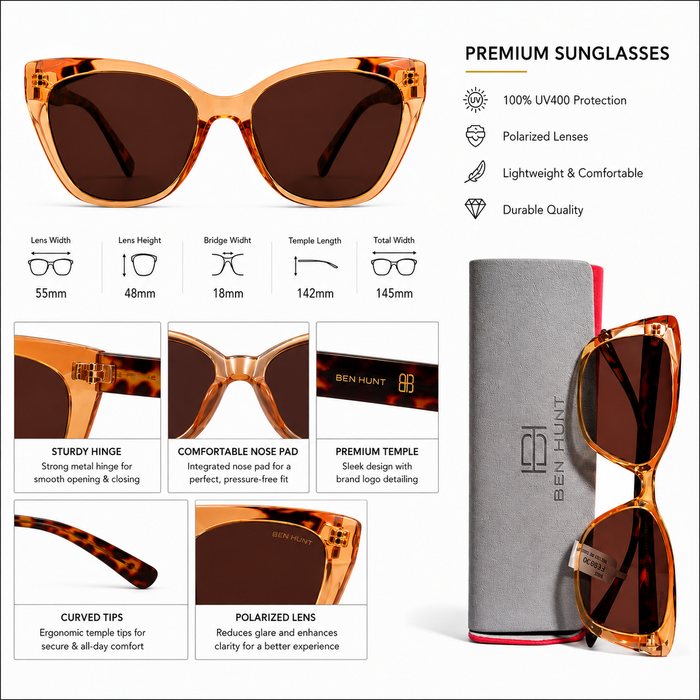 Ben Hunt Buy Stood Rectangular Sunglasses Brown For womens