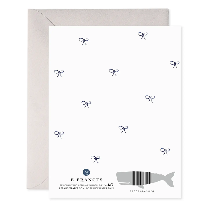 Big Navy Striped Bow Thank You Boxed Card Set